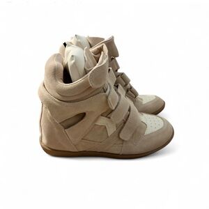 Isabel Marant Beige High-Top Wedged Sneakers